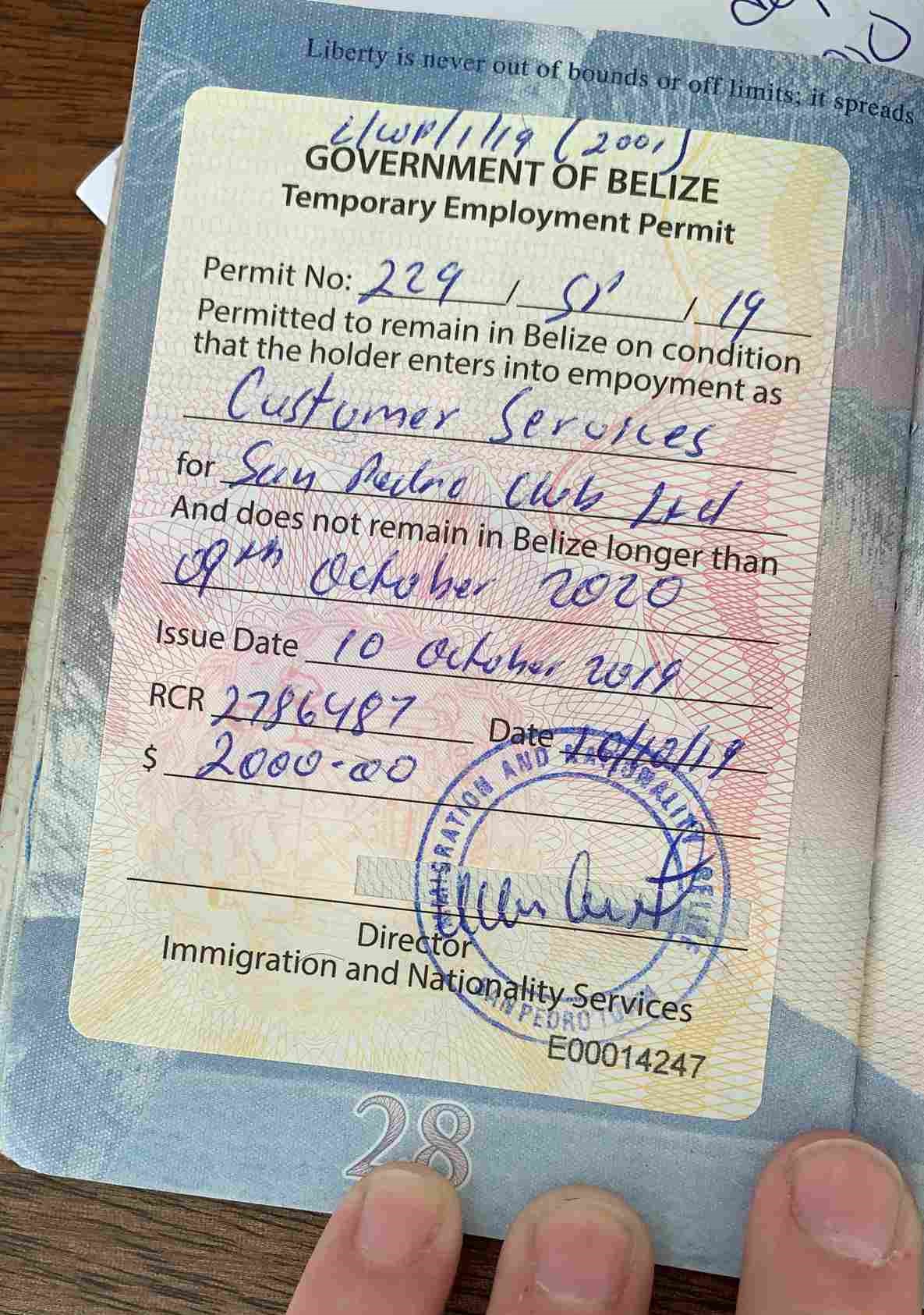 Belize Work Permit